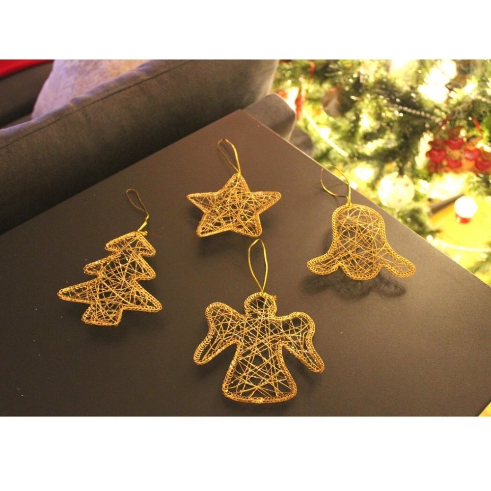 NEW - Hallmark 16 Piece Gold Wire-Wrapped Christmas Ornaments